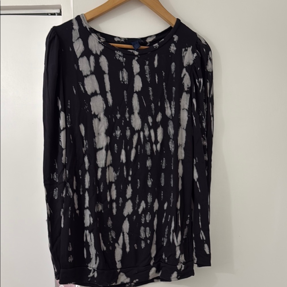 Scoop for Walmart Black Shibori Crew Neck Long Sleeve T-Shirt Size Medium
